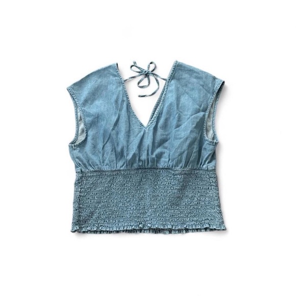 Old Navy Tops - Old Navy Light Blue Smocked Crop Top